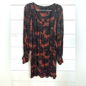 Sanctuary floral cinch waist long sleeve dress